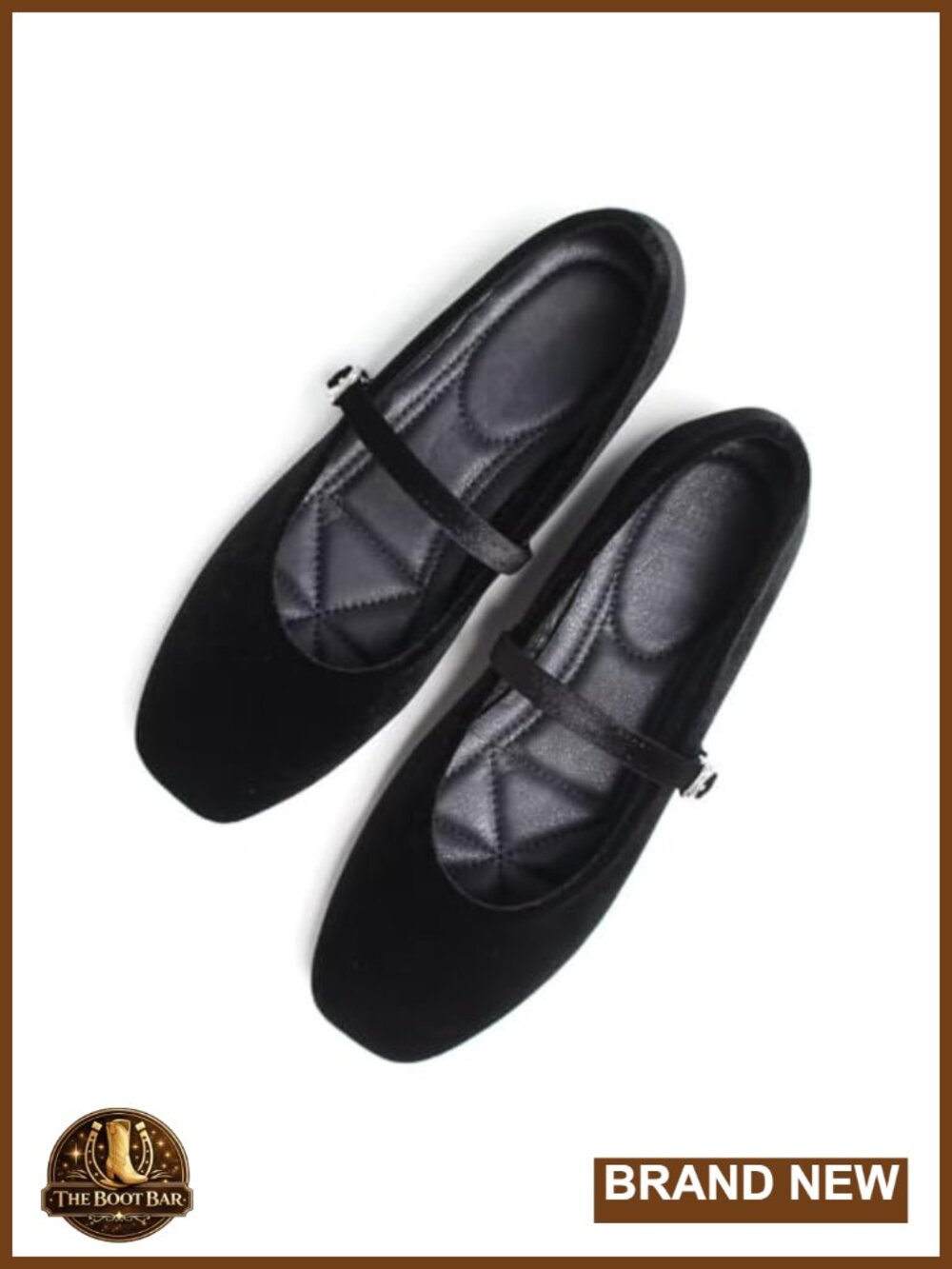 Women's Square Toe Mary Jane Ballet Flats Leather Ankle Strap Comfort Walking